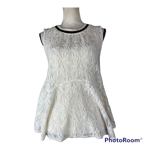 Free People White Peplum Lace Tank EUC Size S - Picture 1 of 8